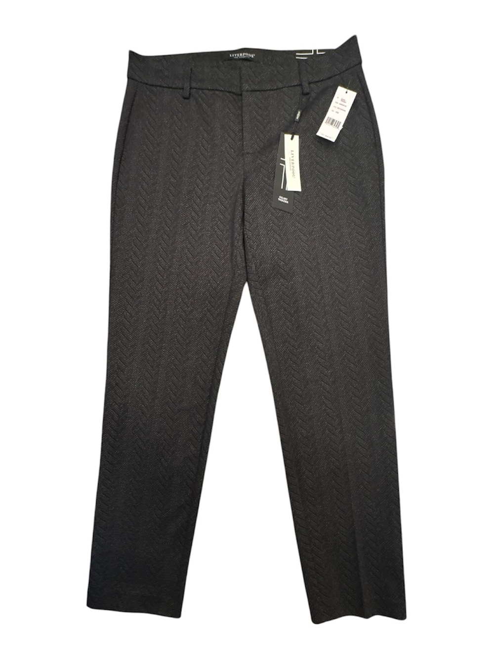 NWT Liverpool Los Angeles Kelsey Trouser Black Chevron Pants Sz 6 / 28 MSRP $98